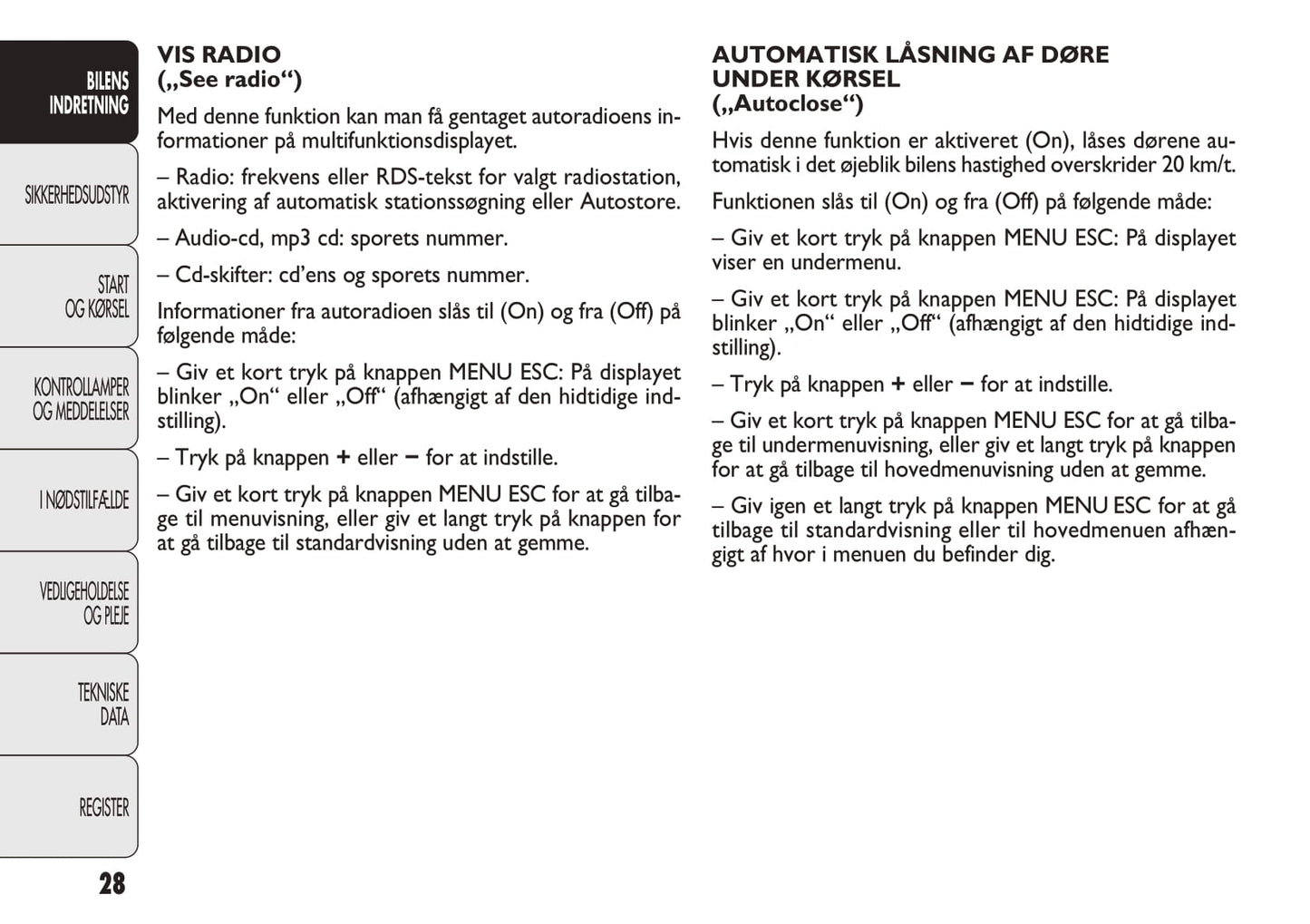 2012-2013 Fiat Punto Gebruikershandleiding | Dansk