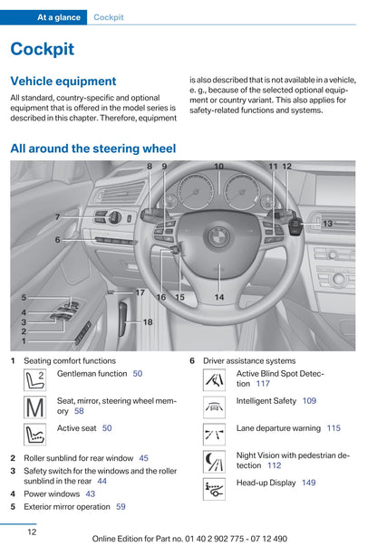 2012 BMW 7 Series Owner's Manual | English