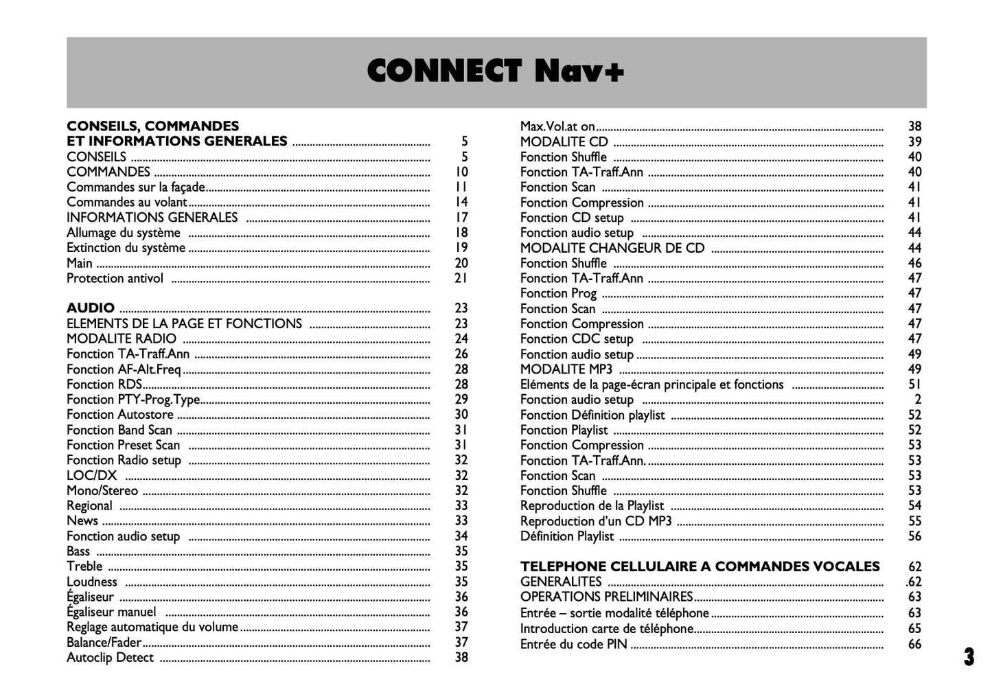 Fiat Stilo Connect Nav+  Guide d'utilisation 2004 - 2018