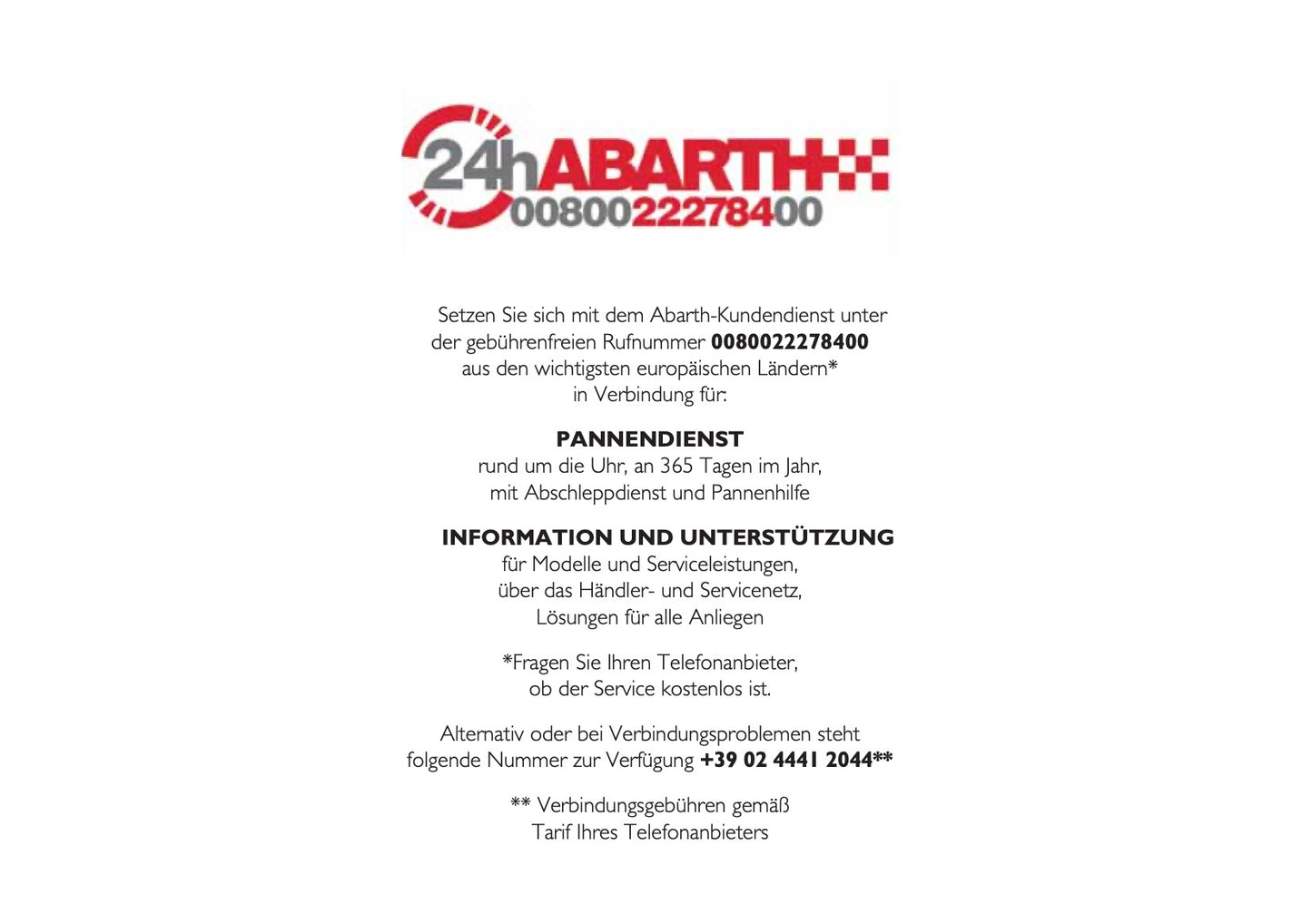 Abarth Garantie Und Serviceheft 2016 - 2019