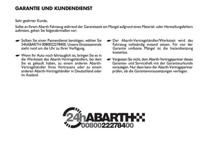Abarth Garantie Und Serviceheft 2016 - 2019