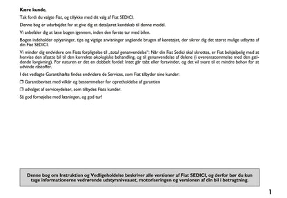 2011-2012 Fiat Sedici Owner's Manual | Dansk