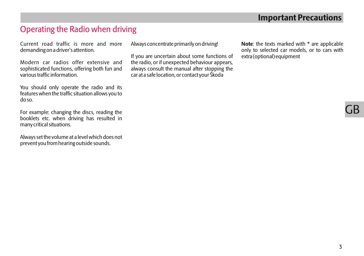 Skoda Radio Audience Owner's Manual 2005