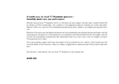 1999-2006 Audi TT Manuel du propriétaire | Néerlandais