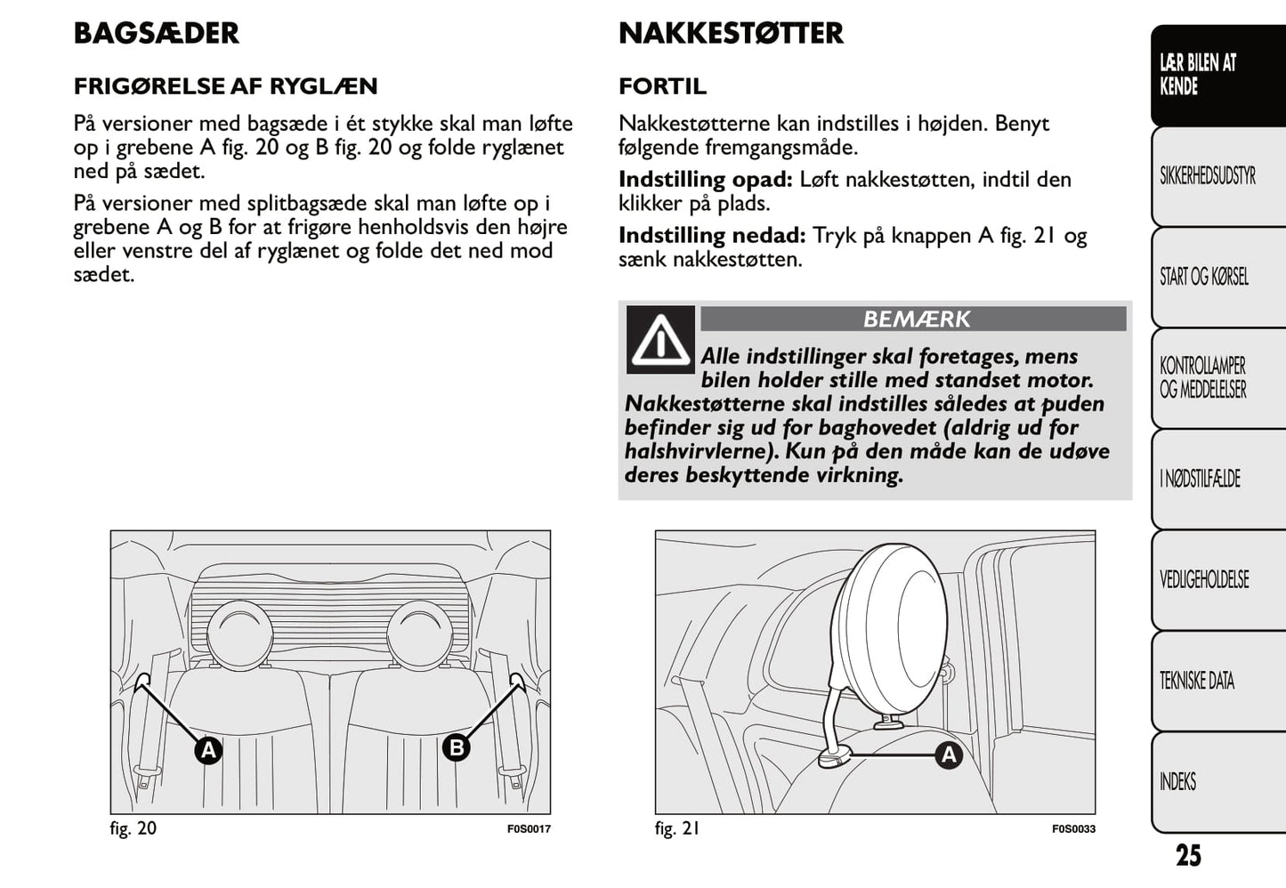 2007-2014 Fiat 500 Owner's Manual | Dansk
