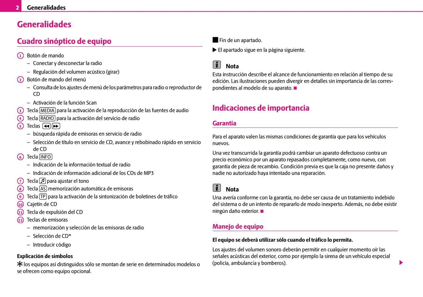 Skoda Radio Swing Manual de Instrucciones 2008 - 2010