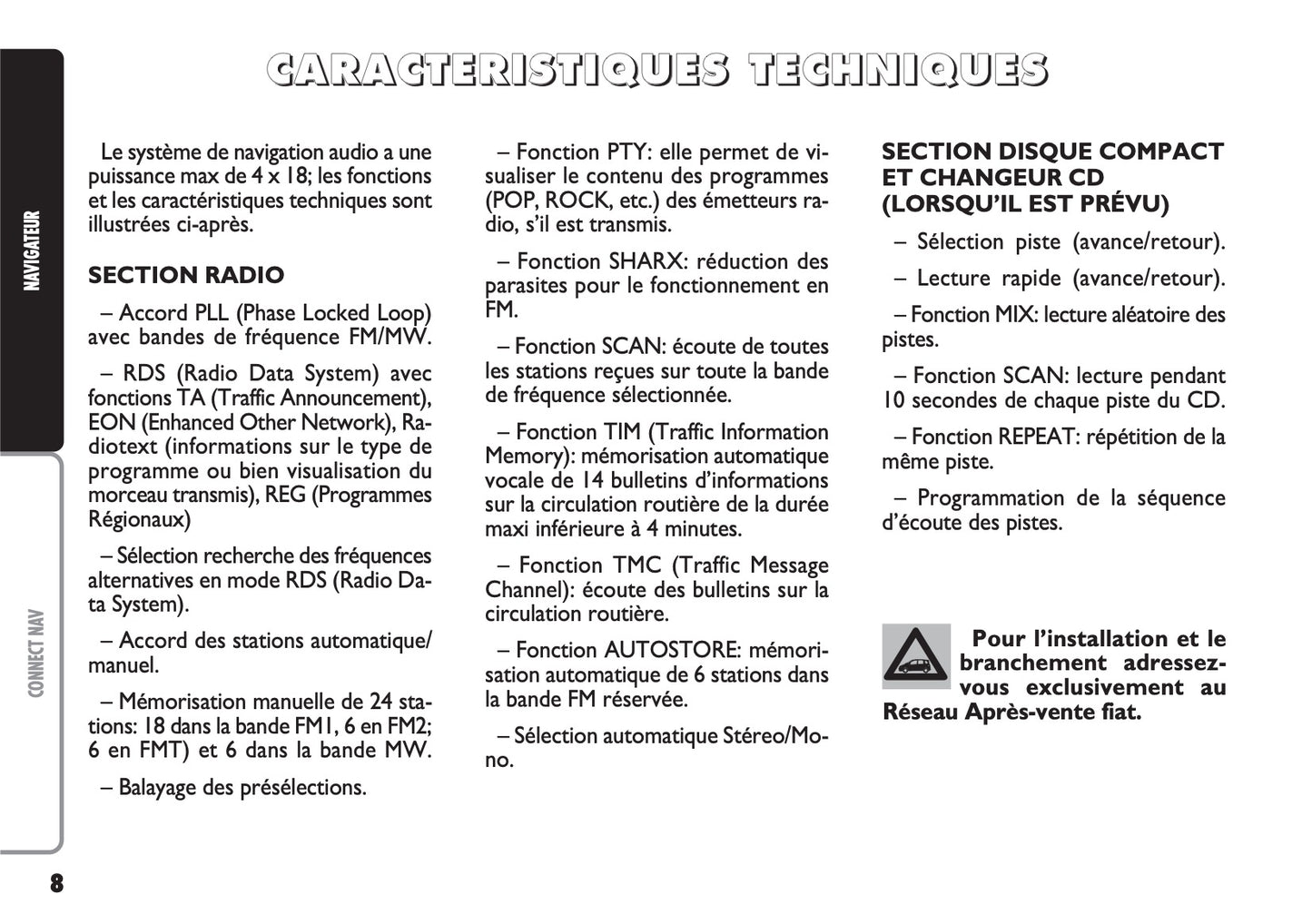 Fiat Multipla CONNECT Nav Guide d'utilisation 2004 - 2006