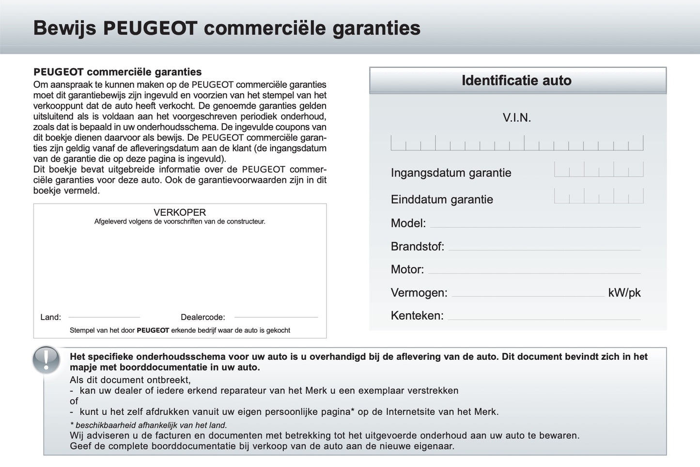 Peugeot Garantie- en Onderhoudsboekje 2016 - 2023