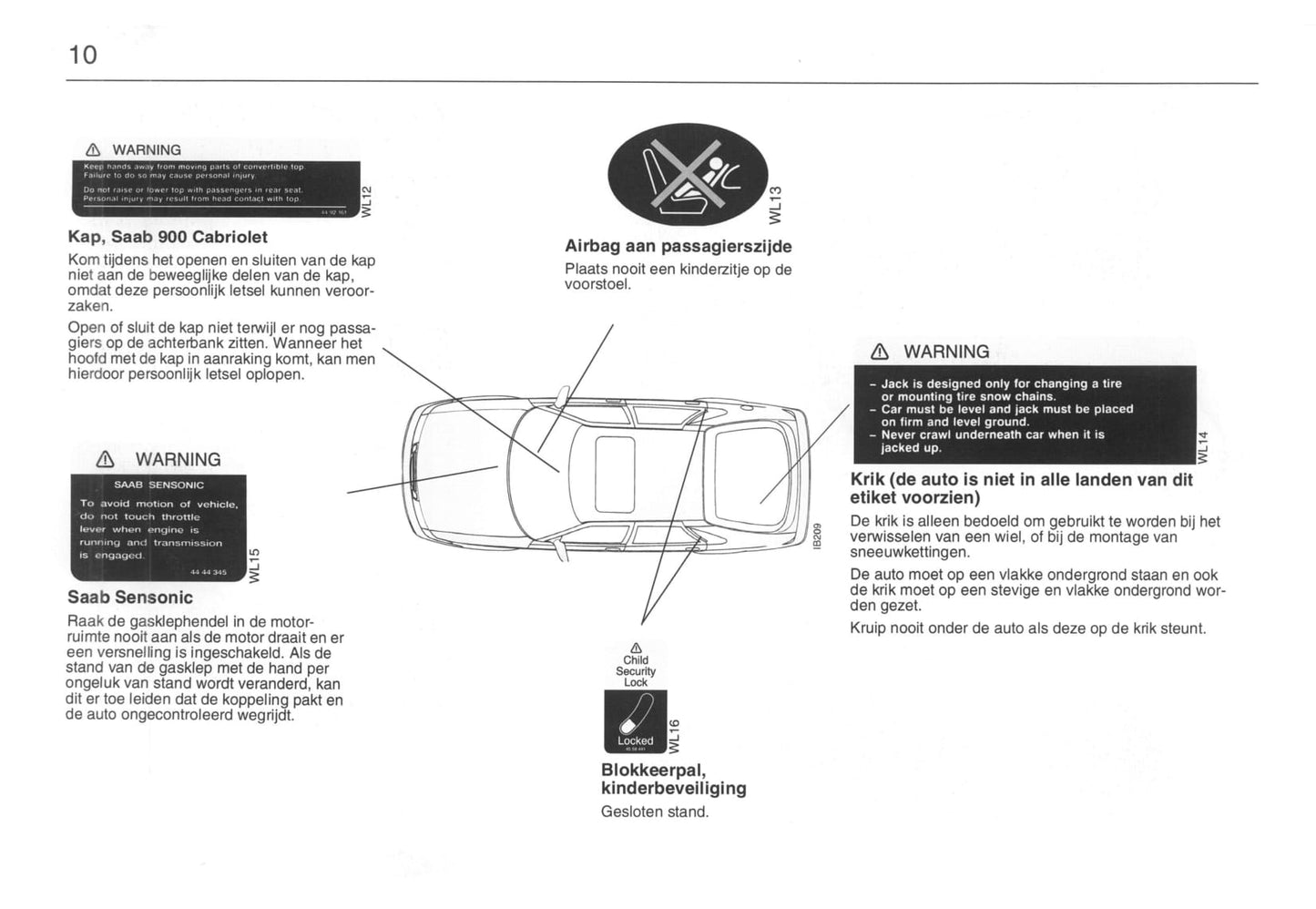 1993-1998 Saab 900 Owner's Manual | Dutch