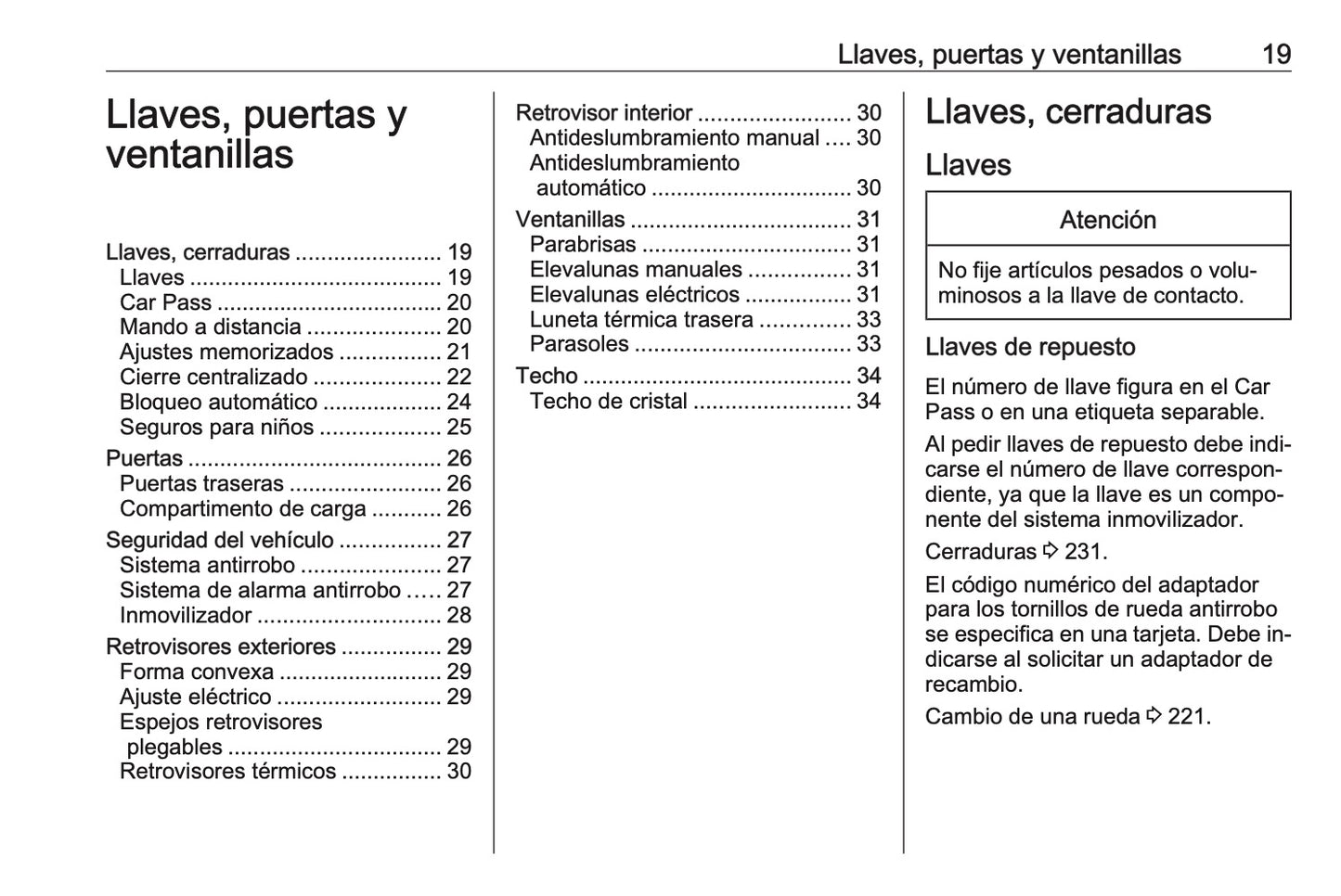 2016-2017 Opel Meriva Owner's Manual | Spanish