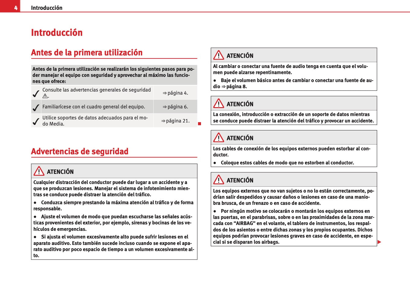 Seat Sound System 2.0 Manual de Instrucciones 2010 - 2015