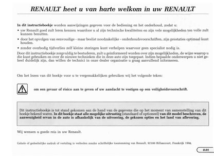 1998-2001 Renault Laguna Manuel du propriétaire | Néerlandais