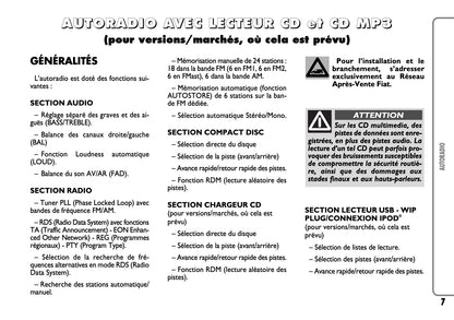 Fiat Scudo Autoradio & MP3 Guide d'instructions 2012 - 2017