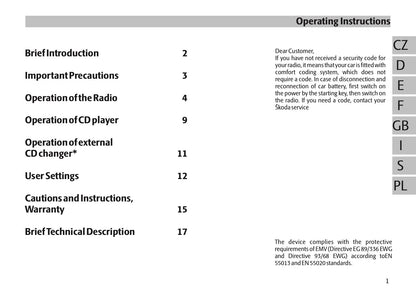 Skoda Radio Stream Gebruikershandleiding 2005