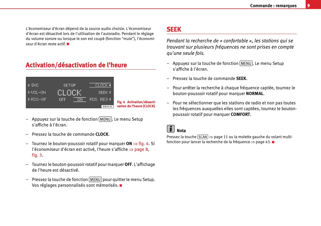 Seat Exeo Radio Adagio Guide d'instructions