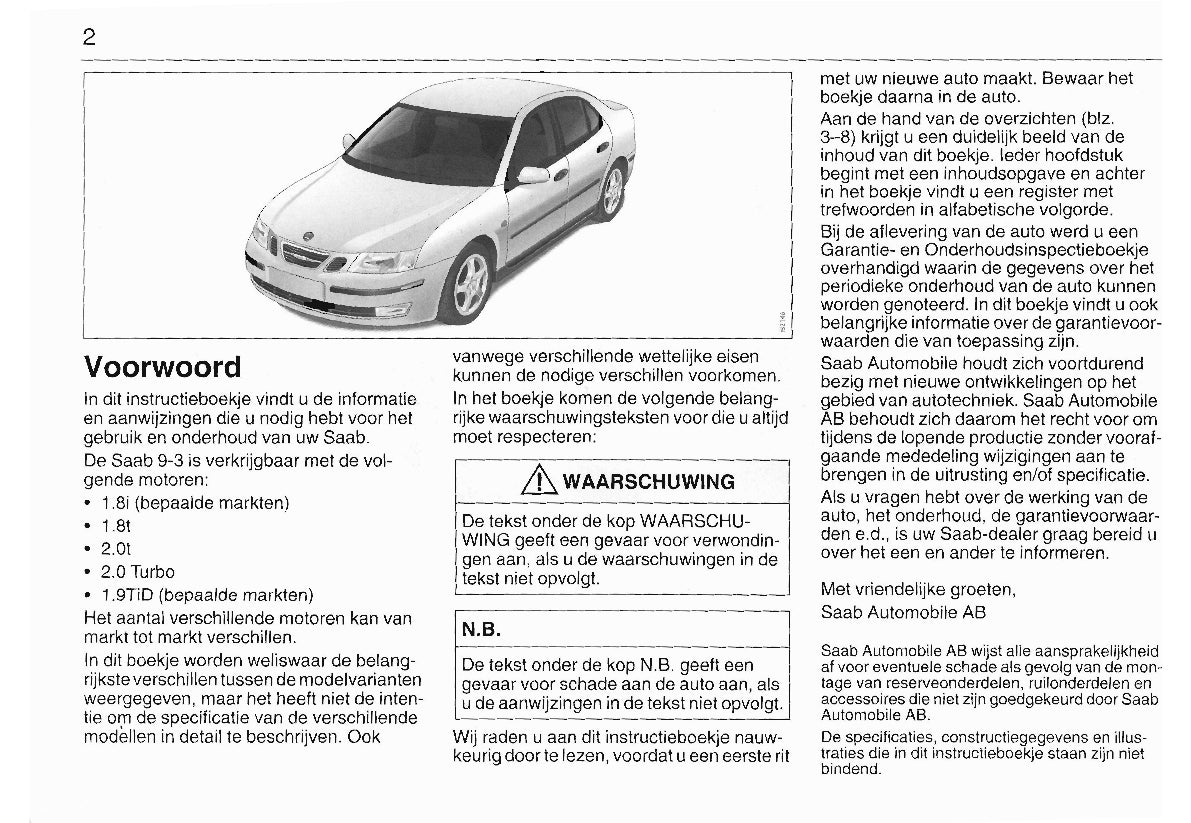 2003-2008 Saab 9-3 Gebruikershandleiding | Nederlands