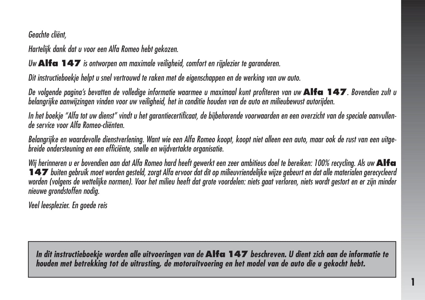 2000-2010 Alfa Romeo 147 Bedienungsanleitung | Niederländisch