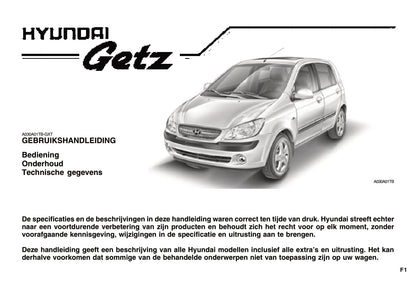 2005-2011 Hyundai Getz Manuel du propriétaire | Néerlandais