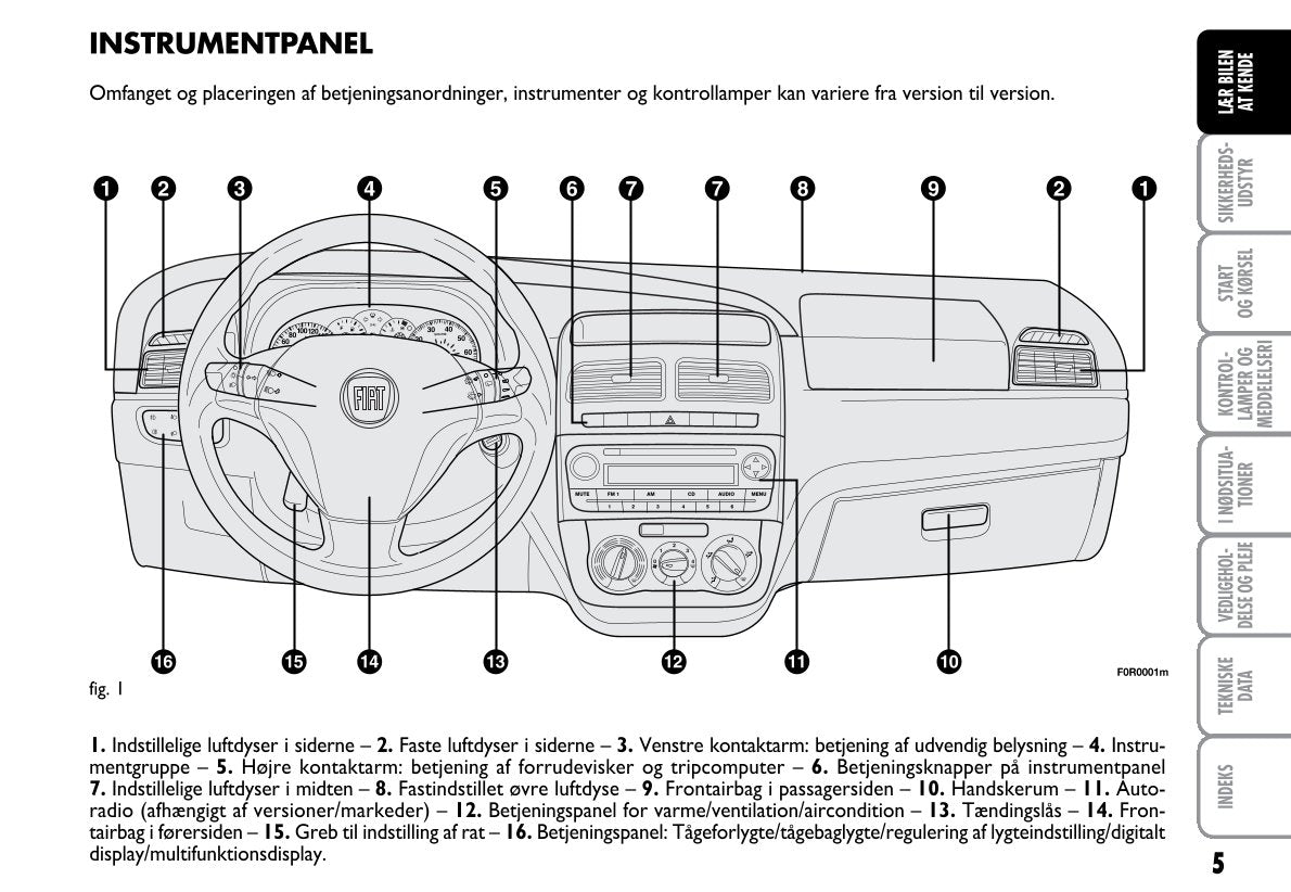 2012-2013 Fiat Linea Gebruikershandleiding | Dansk