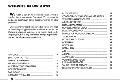 2000-2001 Fiat Ducato Owner's Manual | Dutch