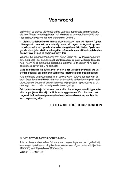 2001-2004 Toyota Camry Manuel du propriétaire | Néerlandais