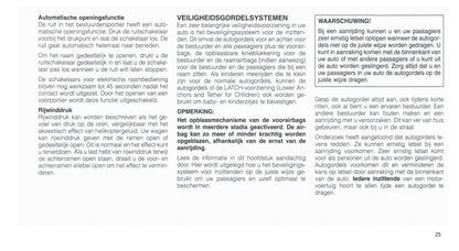 2001-2007 Chrysler Voyager Owner's Manual | Dutch