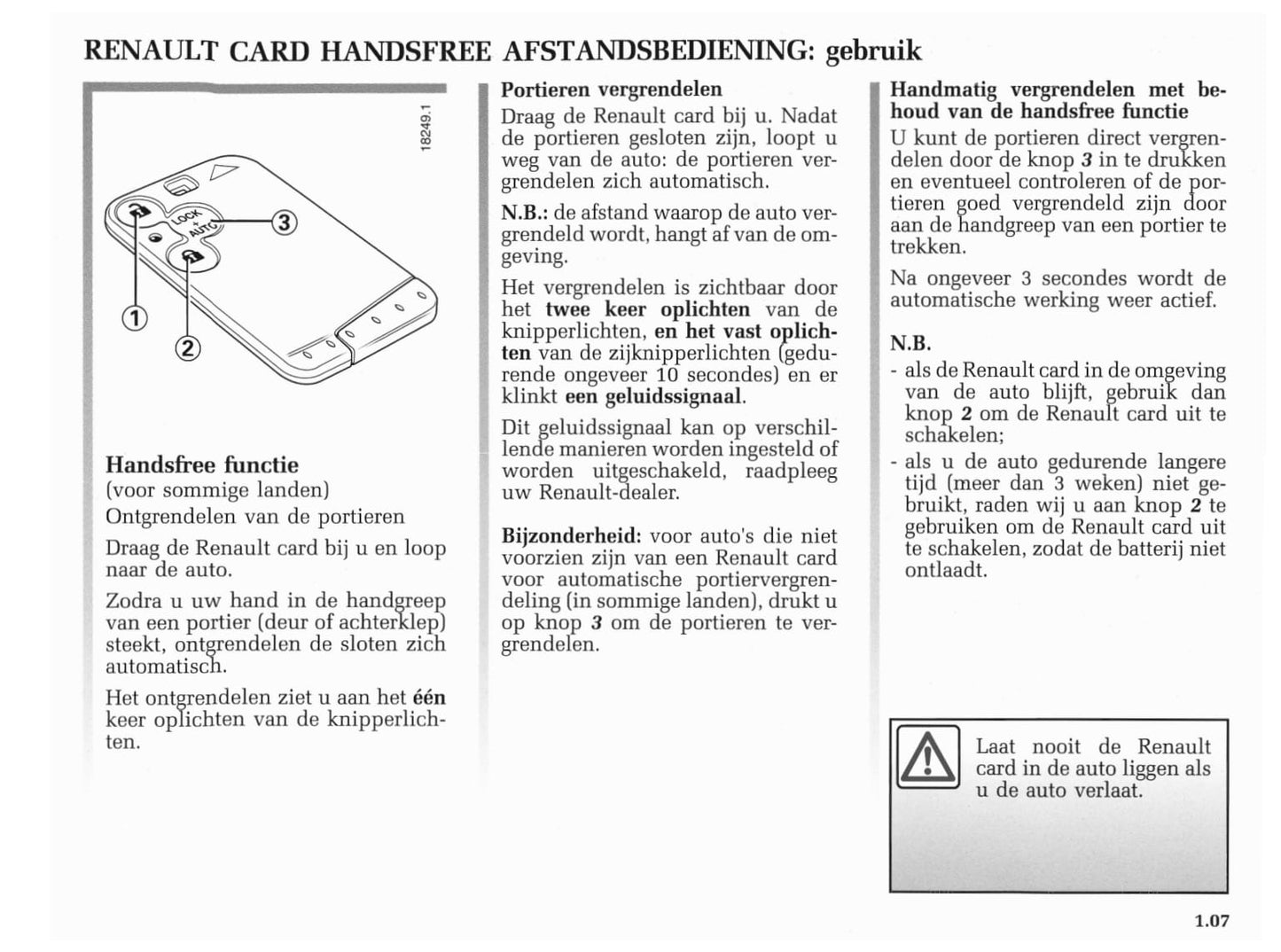 2001-2002 Renault Vel Satis Owner's Manual | Dutch