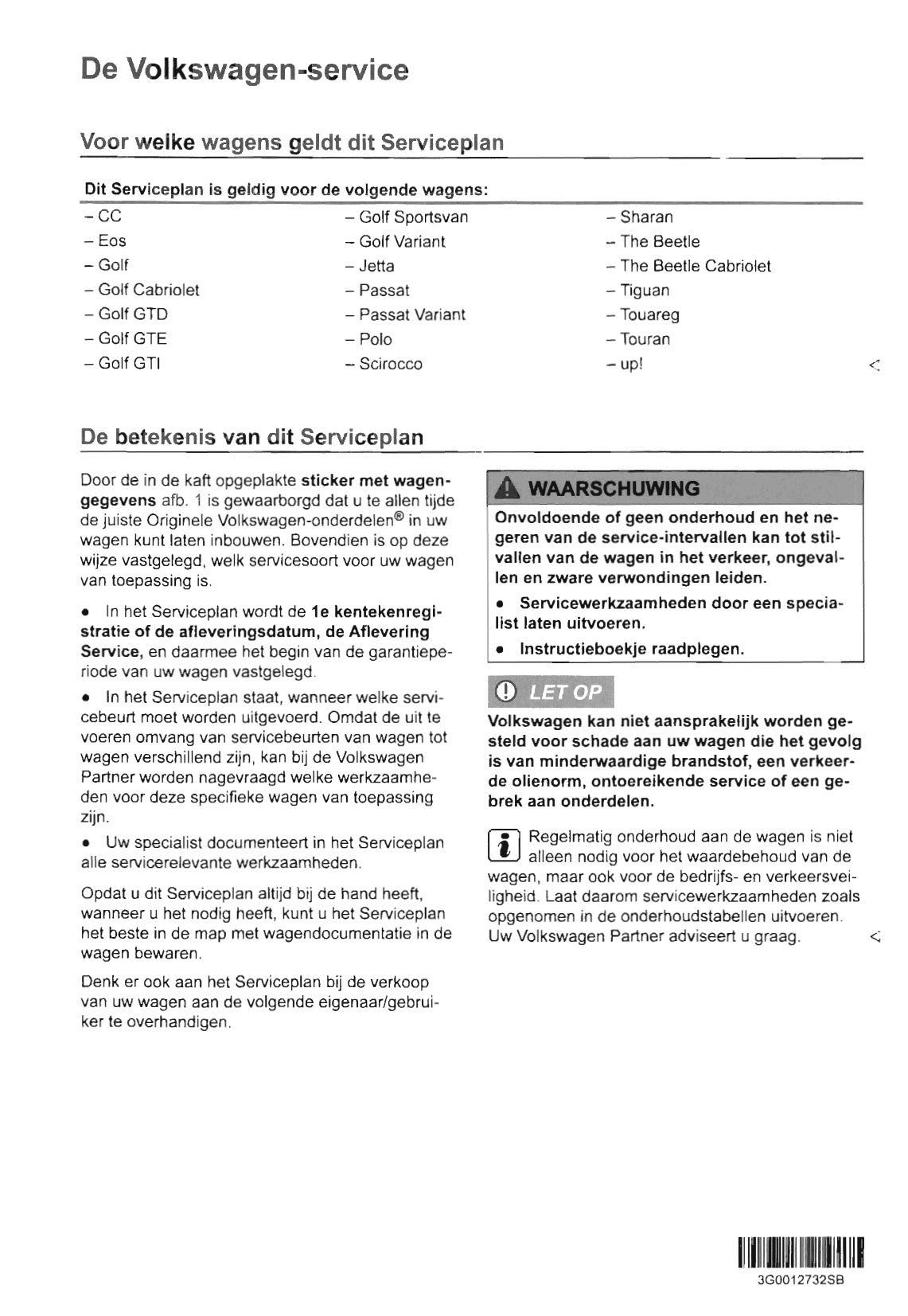 Volkswagen Serviceplan 2014 – Car Manuals