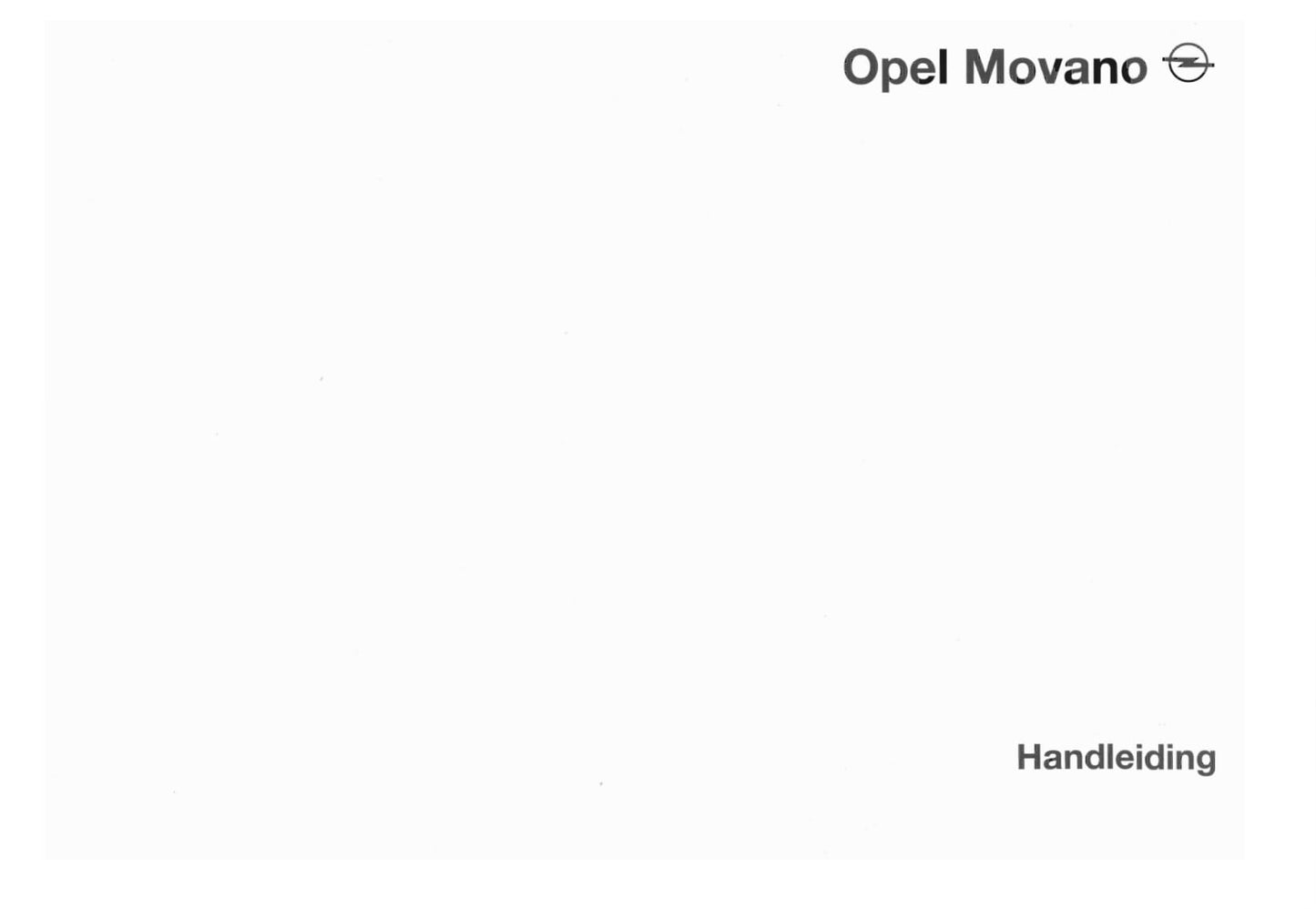 1998-2003 Opel Movano Bedienungsanleitung | Niederländisch