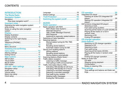 Skoda Radio Navigation System Bedienungsanleitung 2003