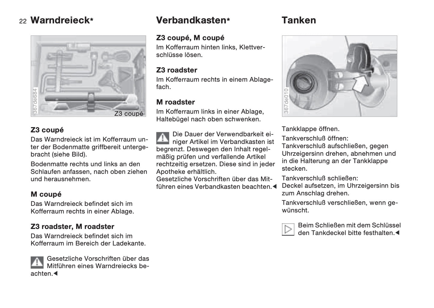 1997-1998 BMW Z3/Z3 M Roadster/Z3 M Coupé Owner's Manual | German