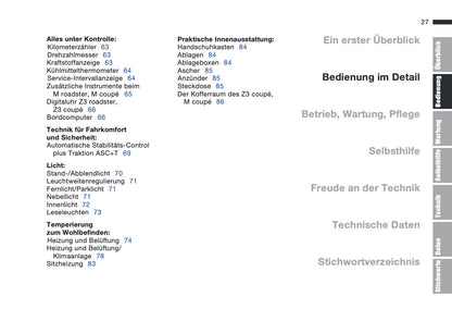 1997-1998 BMW Z3/Z3 M Roadster/Z3 M Coupé Owner's Manual | German