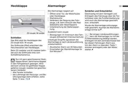 1997-1998 BMW Z3/Z3 M Roadster/Z3 M Coupé Owner's Manual | German