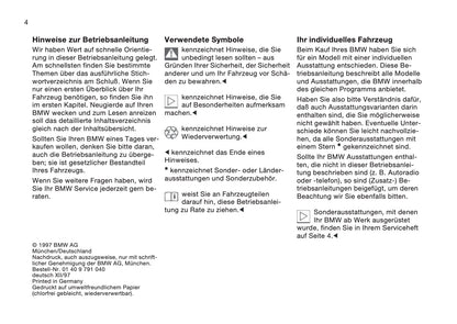 1997-1998 BMW Z3/Z3 M Roadster/Z3 M Coupé Owner's Manual | German