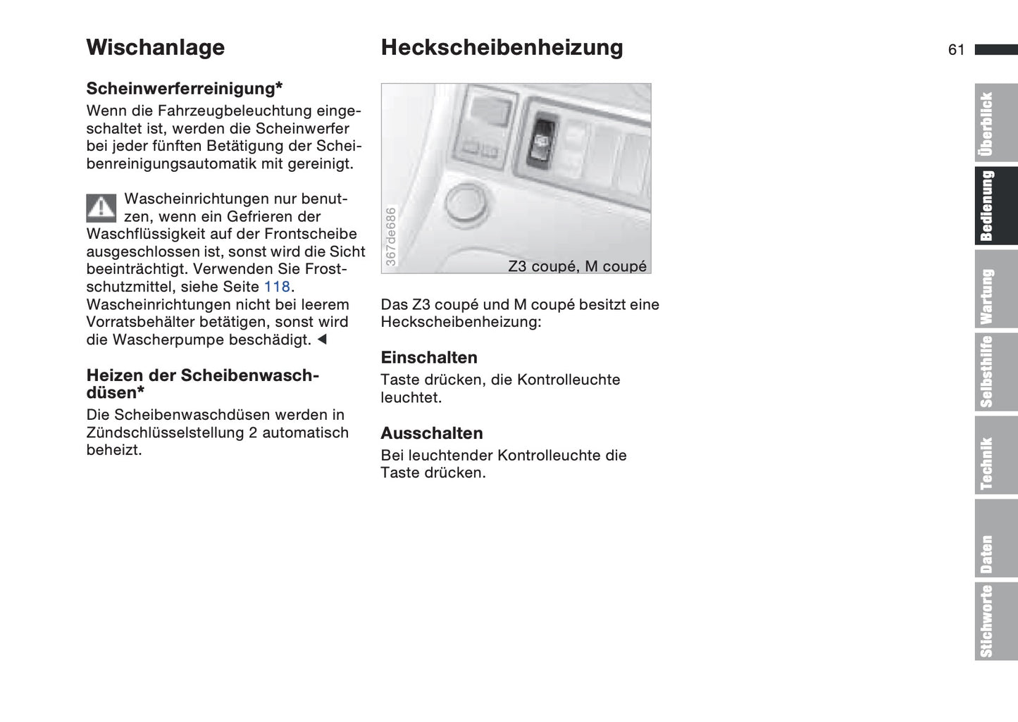 1997-1998 BMW Z3/Z3 M Roadster/Z3 M Coupé Owner's Manual | German