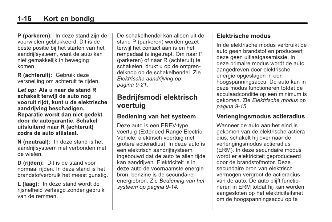 2013 Chevrolet Volt Owner's Manual | Dutch