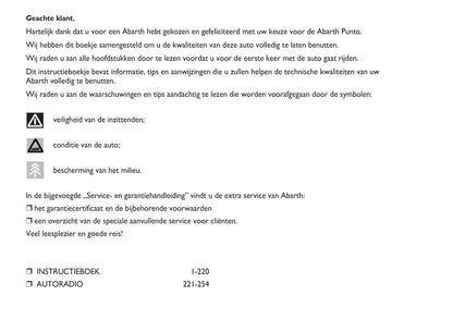 2012-2015 Abarth Punto Manuel du propriétaire | Néerlandais