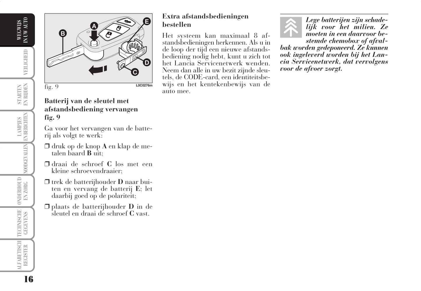 2006-2010 Lancia Ypsilon Owner's Manual | Dutch