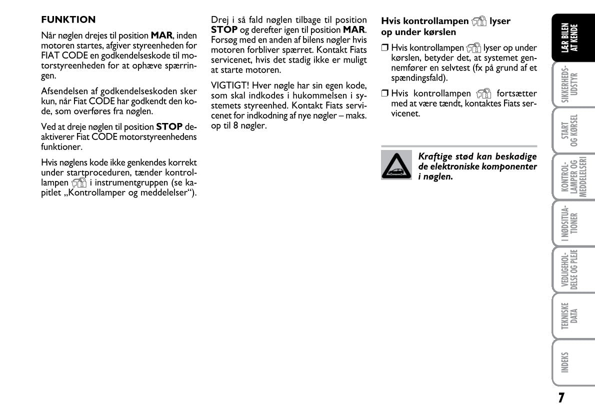 2012-2013 Fiat Linea Owner's Manual | Dansk