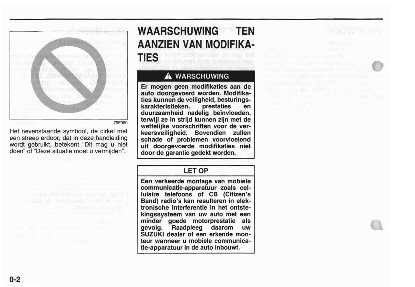 2001-2002 Suzuki Liana Bedienungsanleitung | Niederländisch