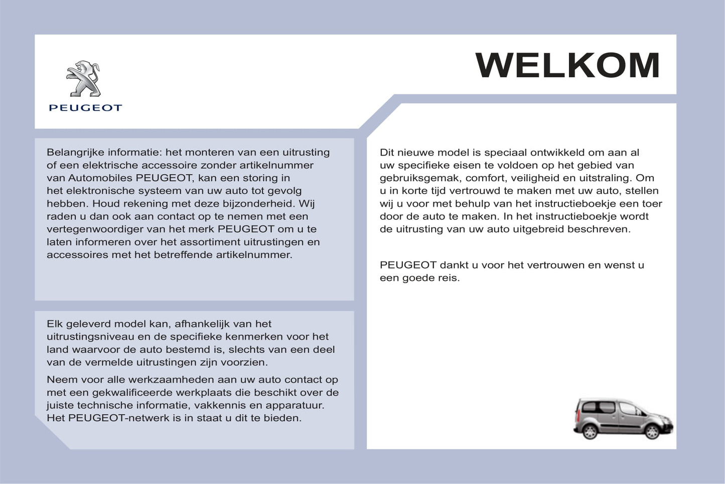 2011-2012 Peugeot Partner Tepee Bedienungsanleitung | Niederländisch