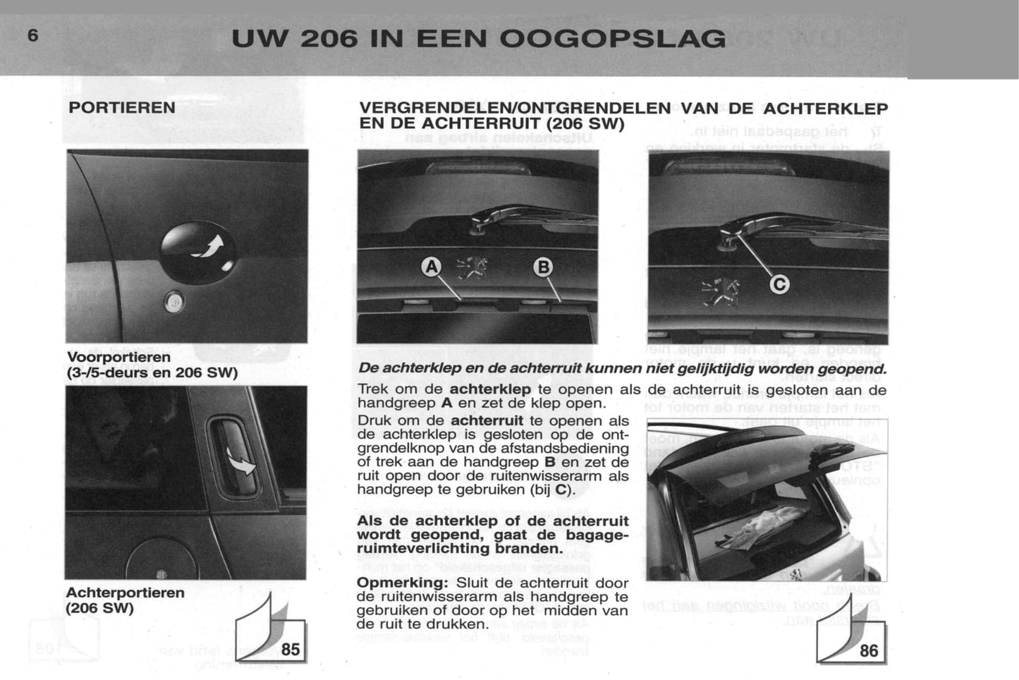 2002-2003 Peugeot 206/206 SW Manuel du propriétaire | Néerlandais