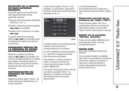 Alfa Romeo Giulietta Uconnect 6.5 Radio Nav Instrucciones 2016 - 2021
