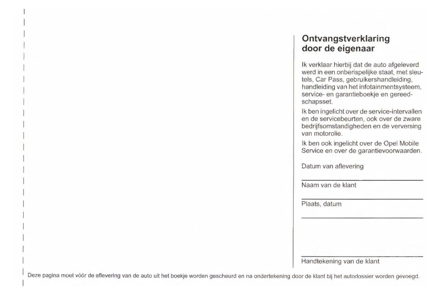 Opel Service- en Garantieboekje