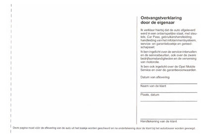Opel Service- en Garantieboekje