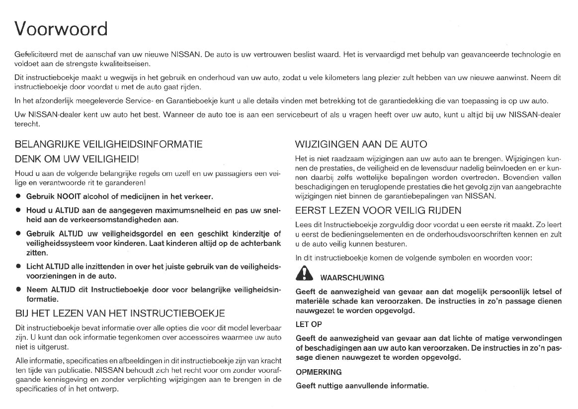 2006-2009 Nissan Note Bedienungsanleitung | Niederländisch