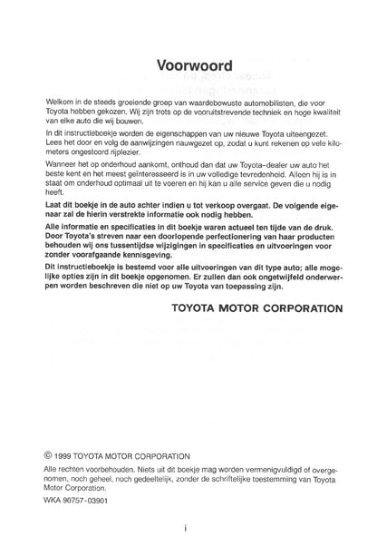 1999-2003 Toyota Yaris Manuel du propriétaire | Néerlandais