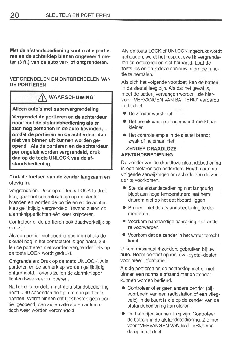 1999-2000 Toyota Yaris Gebruikershandleiding | Nederlands