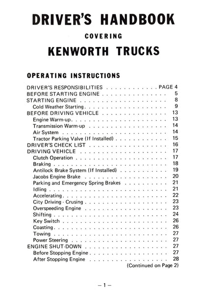 1976 Kenworth  Gebruikershandleiding | Engels