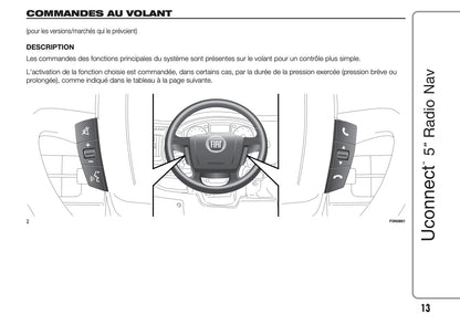 Fiat Ducato Uconnect 5 Radio Nav  Guide d'instructions 2014 - 2018